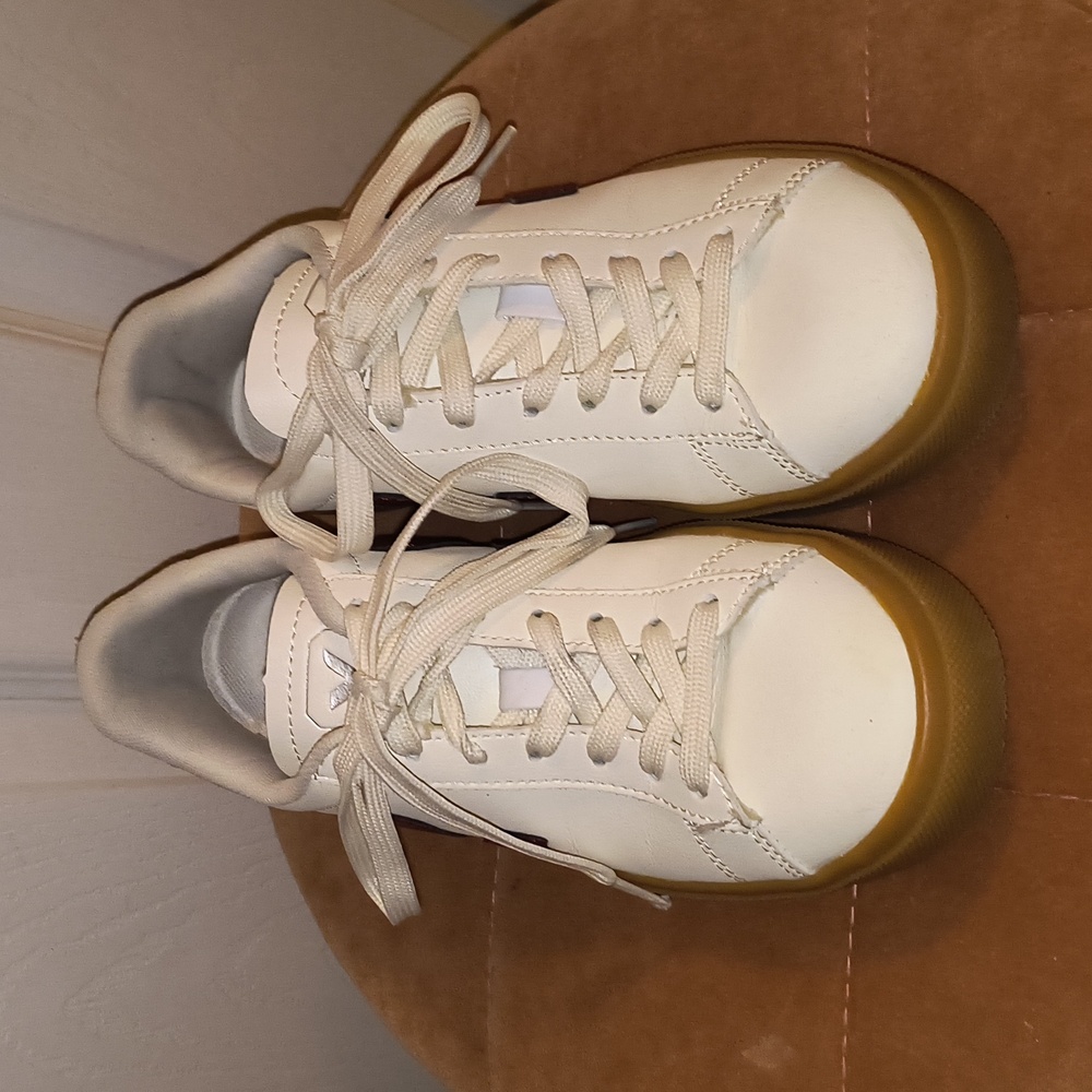 Veja White Sneakers with Burgundy V and Gum Sole - Picture 3 of 10